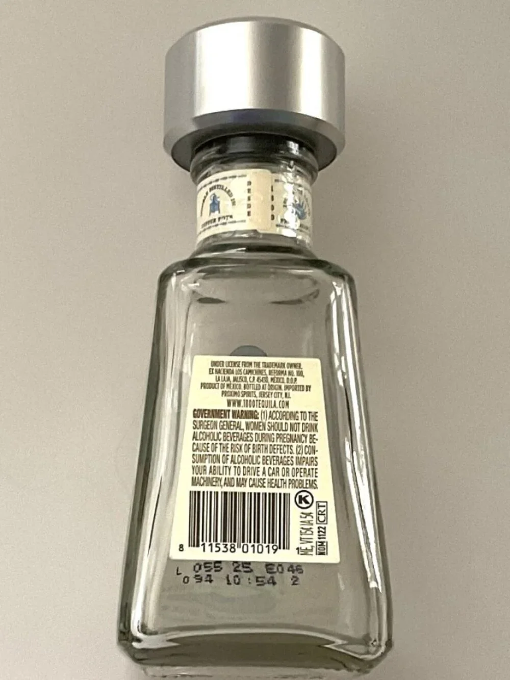 DIY 1800 TEQUILA CUTE BOTTLE EMPTY, GLASS, 200 ML